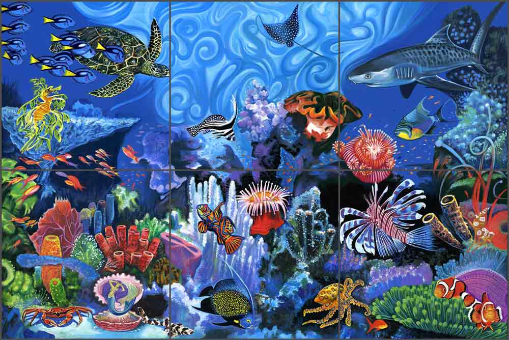 Gulf Reef by Fernando Agudelo Ceramic Tile Mural FAA023