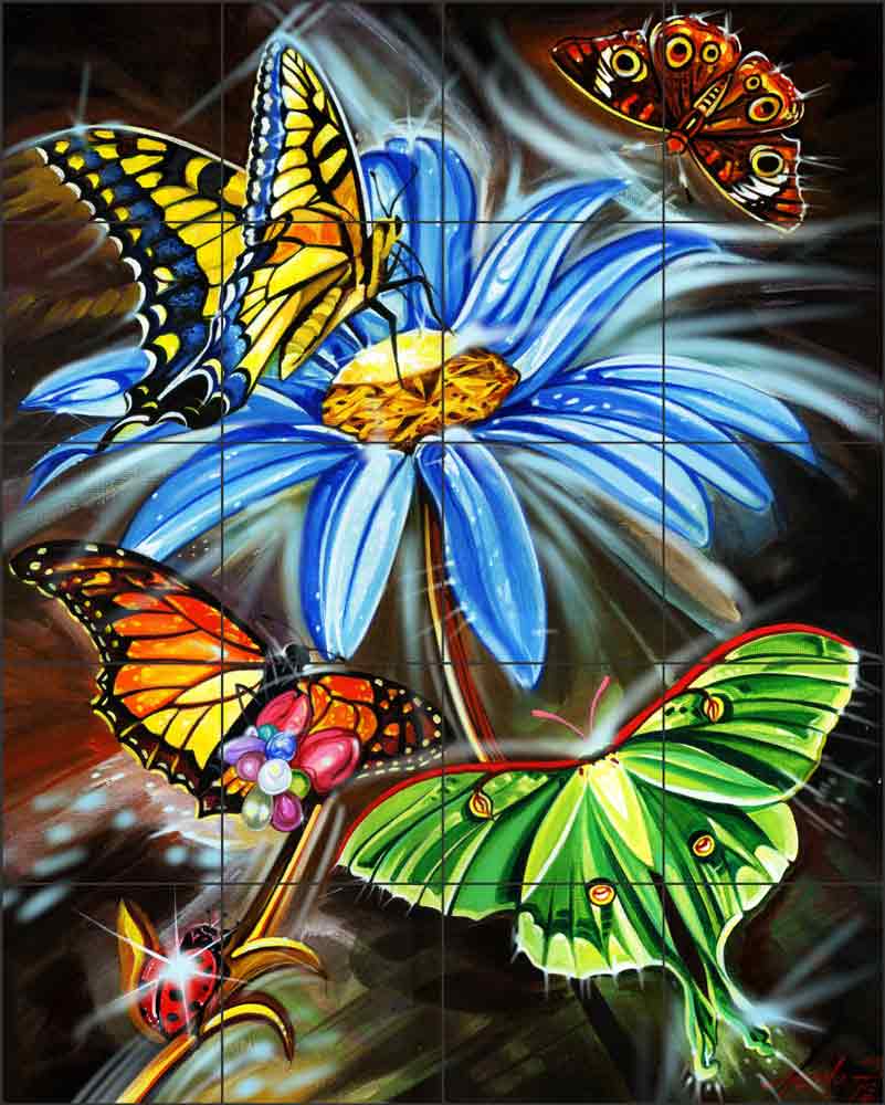 Butterflies are Free by Fernando Agudelo Ceramic Tile Mural FAA034