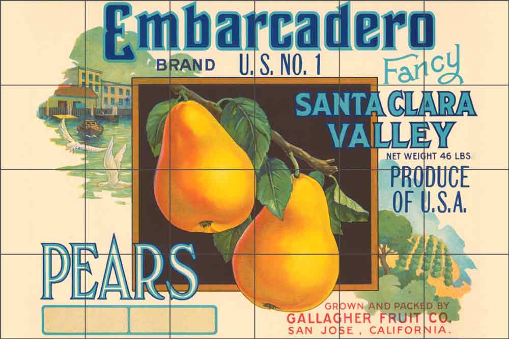 Embarcadero Pears by CRL Art Ceramic Tile Mural - FCL006
