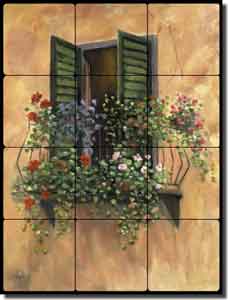 Martinelli Tuscan Balcony Tumbled Marble Tile Mural 12" x 16" - FMA004