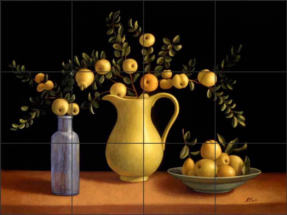 Crab Apples by Frances Poole Ceramic Tile Mural FPA002