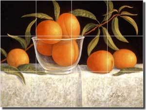 Poole Peaches Fruit Glass Tile Mural 24" x 18" - FPA007-2