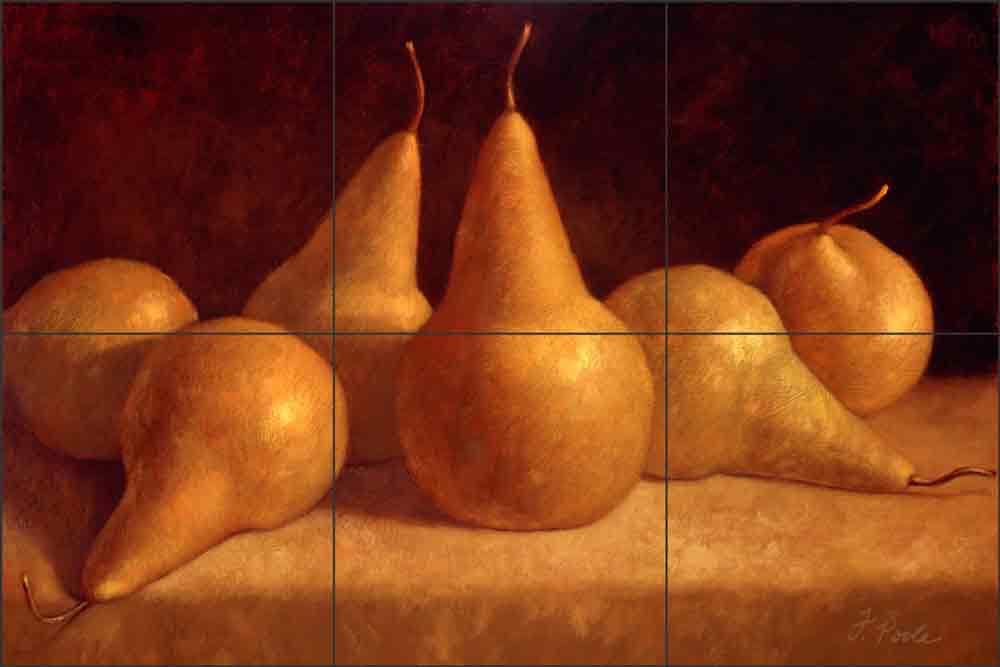 Bosc Pears by Frances Poole Ceramic Tile Mural FPA020