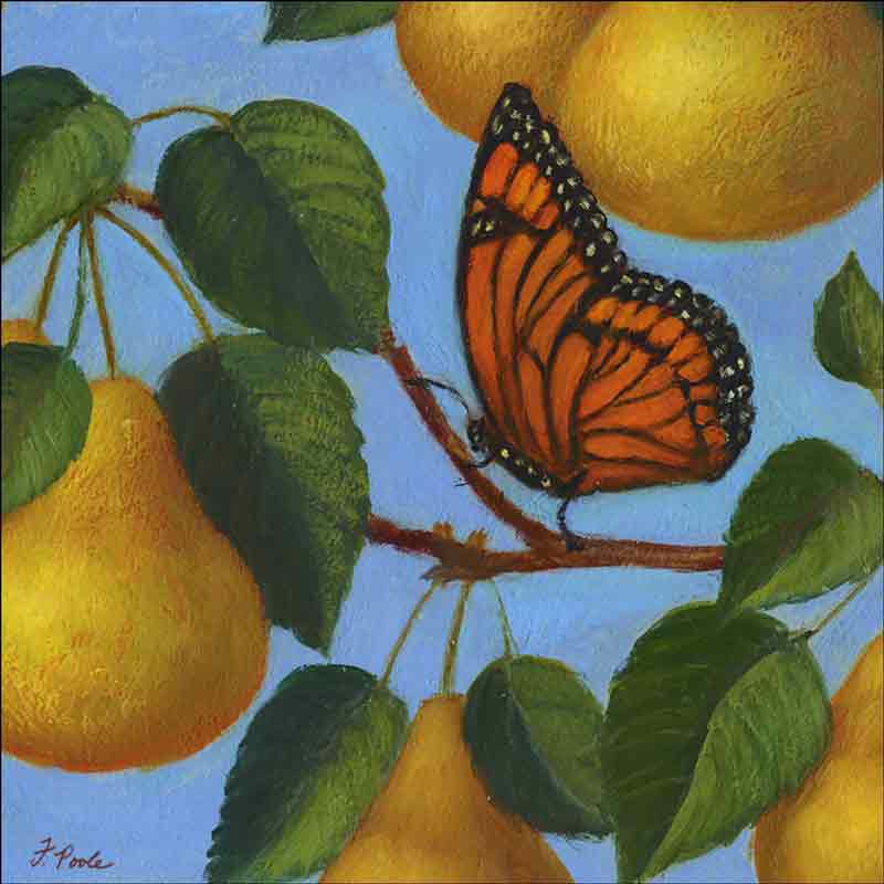 French Pears (detail) by Frances Poole Ceramic Accent & Decor Tile FPA028-2AT