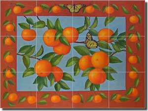 Poole Oranges Fruit Ceramic Tile Mural 17" x 12.75" - FPA029