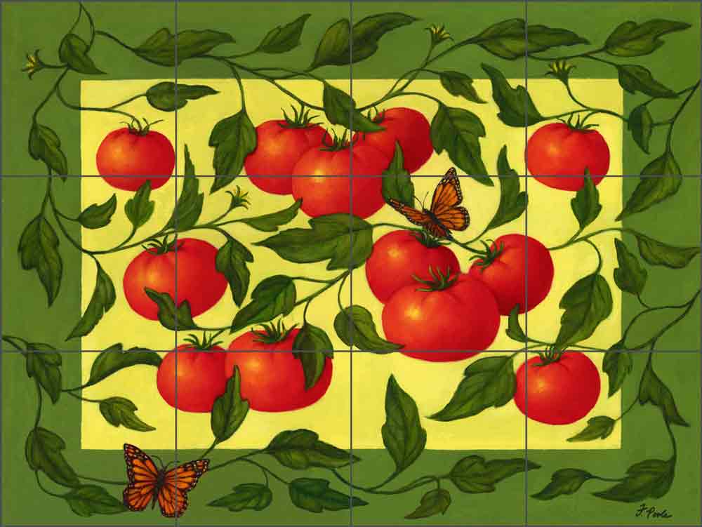 Heirloom Tomatoes by Frances Poole Ceramic Tile Mural FPA030