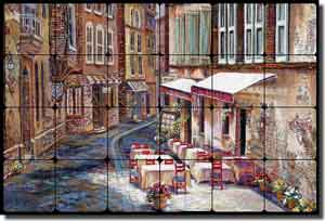 Cook French Village Cafe Tumbled Marble Tile Mural 24" x 16" - GCS016