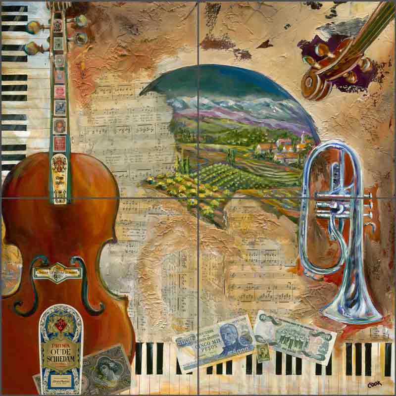 Tuscan Music by Ginger Cook Ceramic Tile Mural GCS055