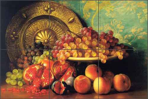 Hall Pomegranates Grapes Fruit Ceramic Tile Mural - GHH001
