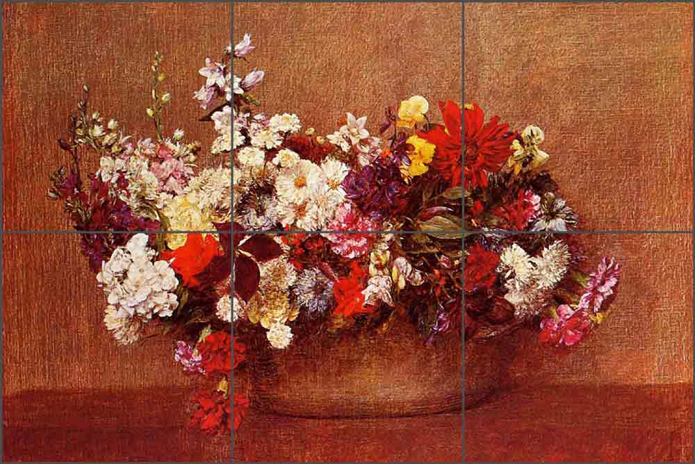 Flowers in a Bowl by Ignace Fantin-Latour Ceramic Tile Mural - IHJTFL002