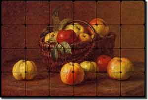 Latour Fruit Apples Tumbled Marble Tile Mural 24" x 16" - IHJTFL005