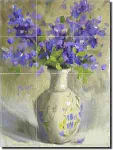 Crowe Bluebonnets Flowers Ceramic Tile Mural 12.75" x 17" - JAC014