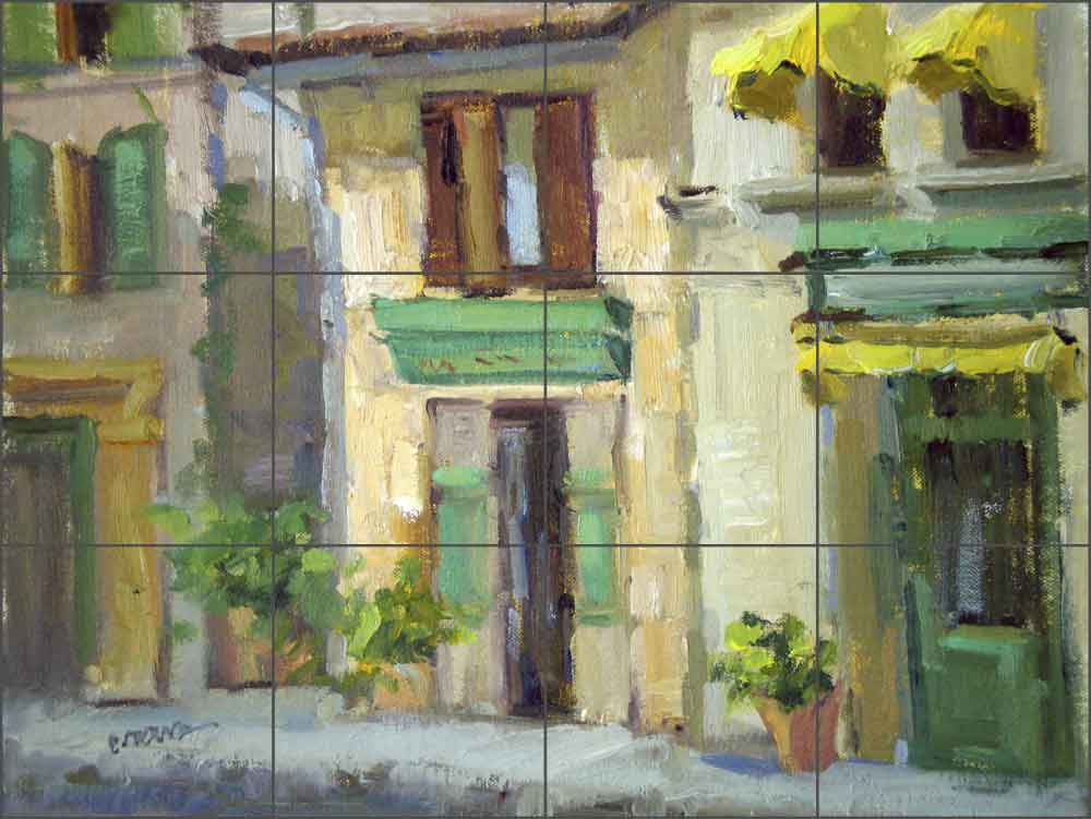 City Streets in Provence by Judy A. Crowe Ceramic Tile Mural - JAC018CS