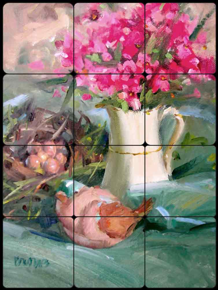 Song of Spring by Judy A Crowe Tumbled Marble Tile Mural JAC062