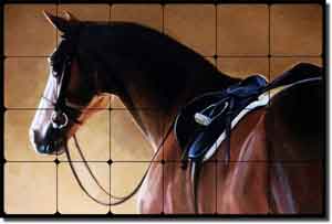 Crawford Horse Equine Tumbled Marble Mural 24" x 16" - JCA017