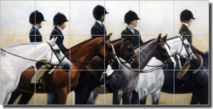 Crawford Horse Equine Riders Ceramic Tile Mural 25.5" x 12.75" - JCA026
