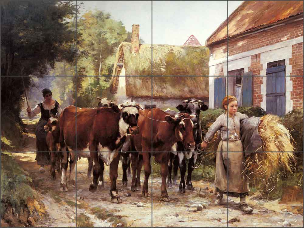 Returning from the Fields by Julien Dupre Ceramic Tile Mural - JD012