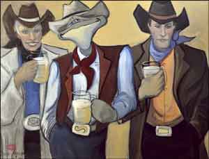 Bad Boys and Brew by Jann Harrison Art Ceramic Accent Tile - JHA011AT