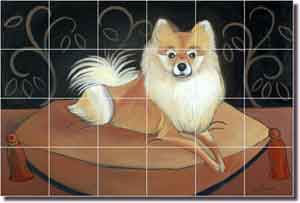 Harrison Pomeranian Dog Ceramic Tile Mural 25.5" x 17" - JHA026