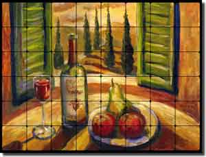 Morris Tuscan Wine Tumbled Marble Tile Mural 32" x 24" - JM004