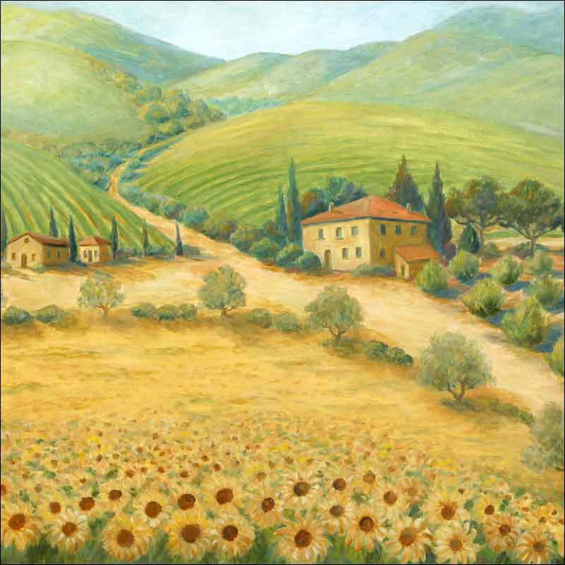 Tuscan Sunflowers by Joanne Morris Margosian Ceramic Accent & Decor Tile JM015AT