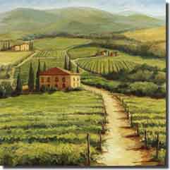 Morris Tuscan Landscape Ceramic Accent Tile 4.25" x 4.25" - JM025AT