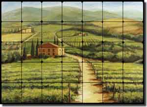 Morris Tuscan Vineyard Tumbled Marble Tile Mural 28" x 20" - JM025