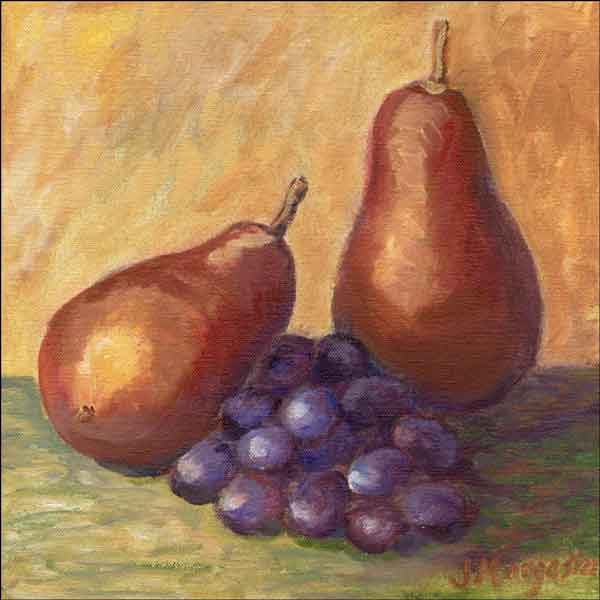 Red Pears and Grapes by Joanne Morris Margosian Ceramic Accent & Decor Tile - JM030AT