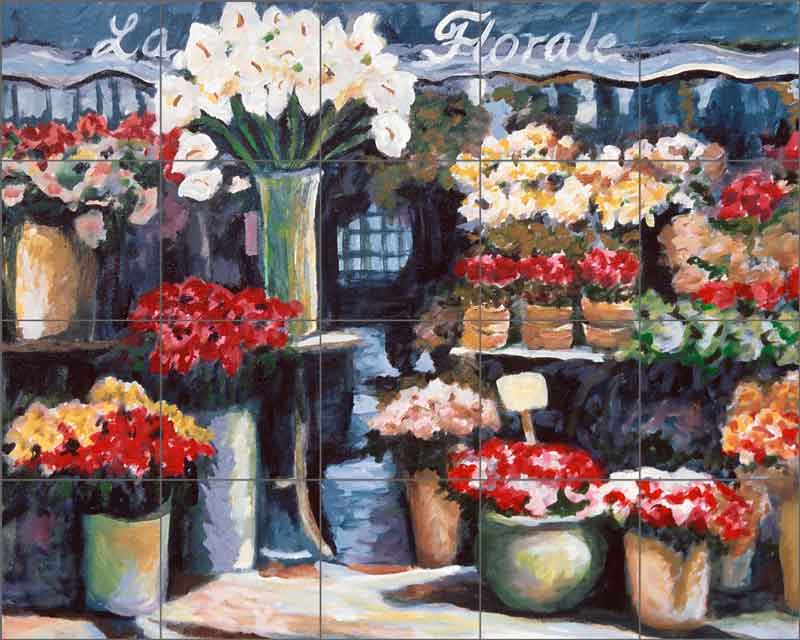Lyon Flower Market 2 by Joanne Morris Margosian Ceramic Tile Mural JM042