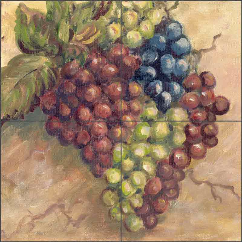 Grapes by Joanne Morris Margosian Ceramic Tile Mural JM052