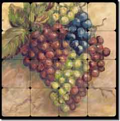 Morris Grape Fruit Tumbled Marble Tile Mural 16" x 16"