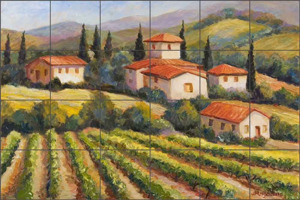 Tuscan Villa Vineyard by Joanne Morris Margosian Ceramic Tile Mural - JM064b