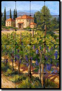 Morris Tuscan Vineyard Tumbled Marble Tile Mural 16" x 24" - JM072