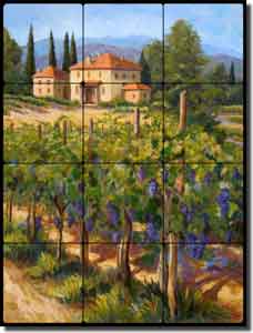 Morris Tuscan Vineyard Tumbled Marble Tile Mural 18" x 24" - JM072