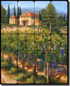 Morris Tuscan Vineyard Tumbled Marble Tile Mural 24" x 30" - JM072