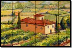 Morris Tuscan Vineyard Tumbled Marble Tile Mural 24" x 16" - JM077