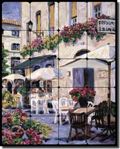 Morris French Cafe Tumbled Marble Tile Mural 16" x 20" - JM086