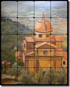 Morris Cortono Tuscan Tumbled Marble Tile Mural 16" x 20" - JM091