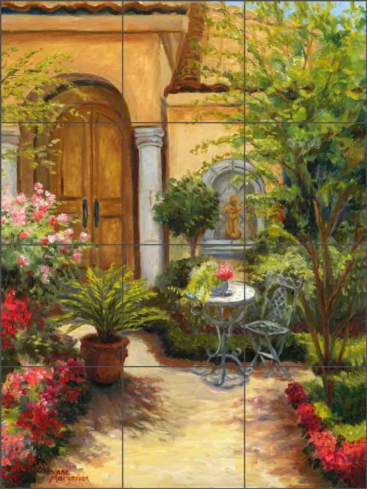 Patio Garden by Joanne Morris Margosian Ceramic Tile Mural JM099