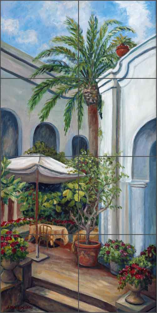 Capri Palm Cafe by Joanne Morris Margosian Ceramic Tile Mural - JM100