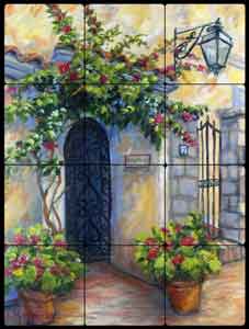 Morris Capri Gate Tumbled Marble Tile Mural 18" x 24" - JM101
