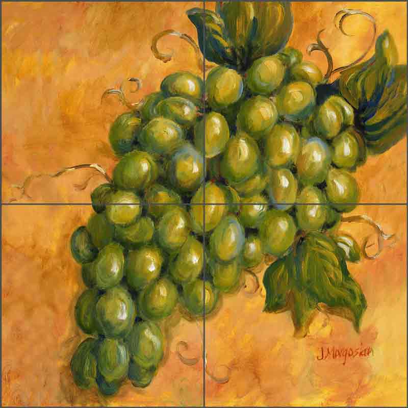 Grapes - Chardonnay by Joanne Morris Margosian Ceramic Tile Mural JM104