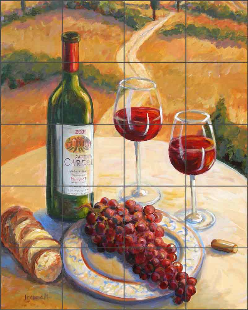 Cardella Wine Table by Joanne Morris Margosian Ceramic Tile Mural JM112