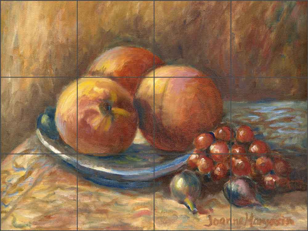 Peaches & Grapes by Joanne Morris Margosian Ceramic Tile Mural - JM124