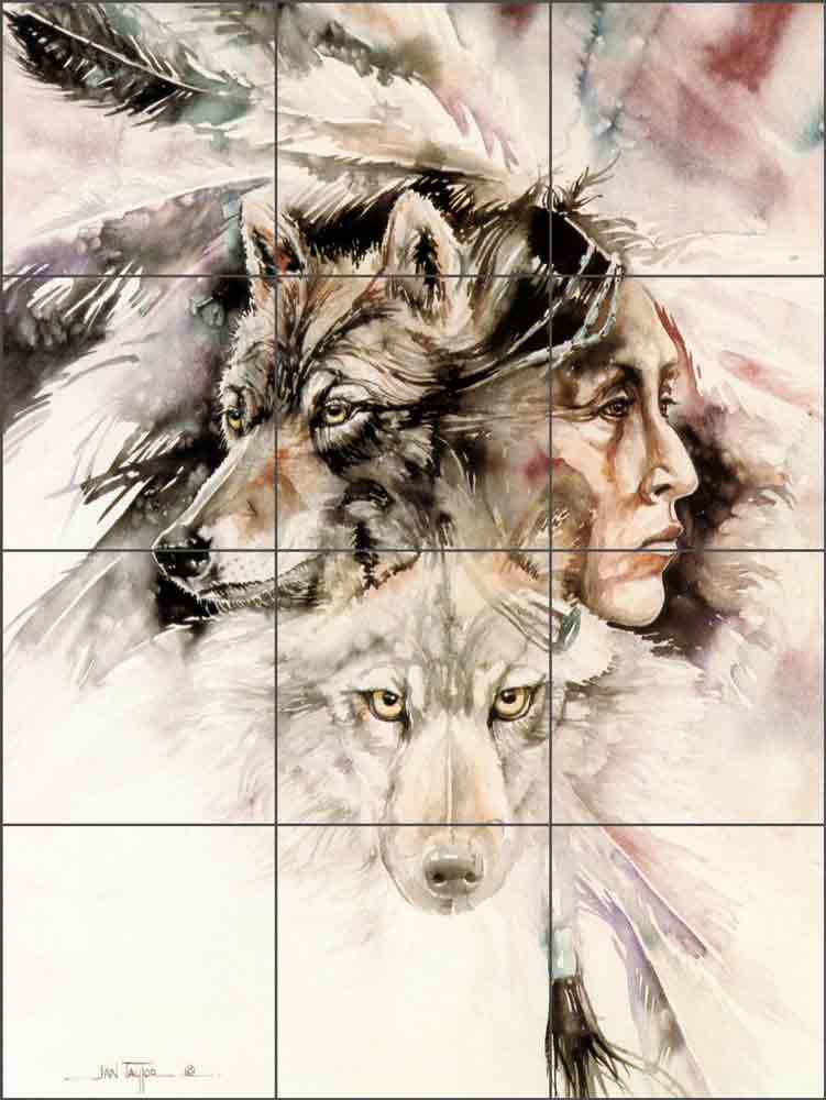 Vision of the Lobo by Jan Taylor Ceramic Tile Mural JTA011