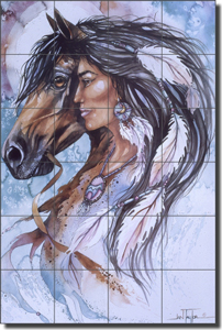 Taylor Native American Glass Tile Mural 24" x 36" - JTA023