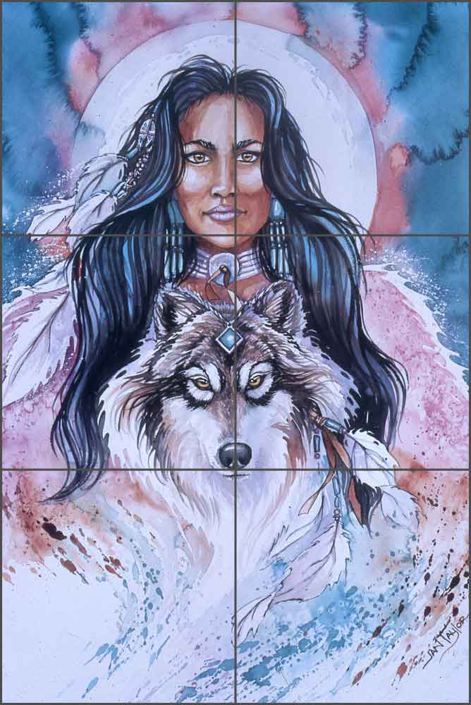 Eyes of the Wolf by Jan Taylor Ceramic Tile Mural - JTA025