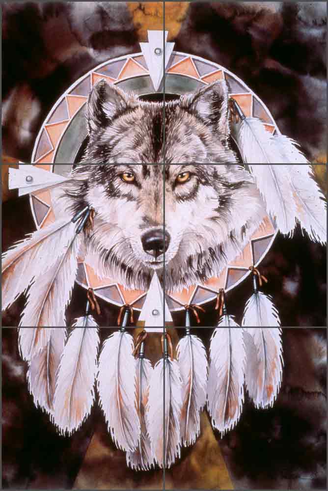Spirit of the Wolf by Jan Taylor Ceramic Tile Mural JTA026