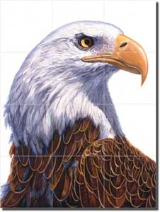 White Eagle Bird Ceramic Tile Mural 12.75" x 17" - JWA001