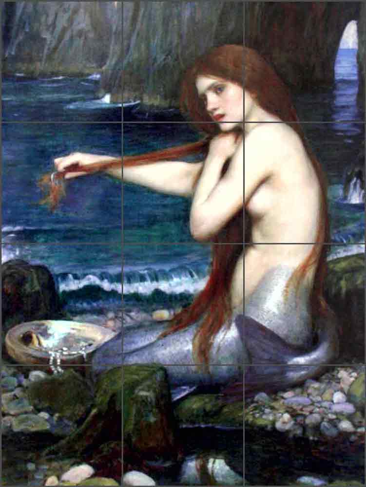 The Mermaid by John W Waterhouse Ceramic Tile Mural JWW002